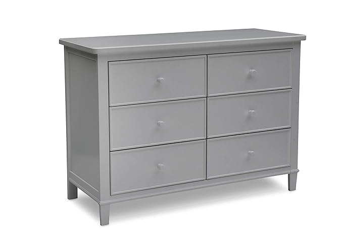 Delta Children Fancy 4-in-1 Convertible Crib and 6 Drawer Dresser Bundle, Grey - LeafyLoom