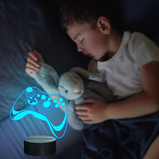 Attivolife Gamepad 3D Lamp, Hologram Illusion Controller Night Light for Kid, 16 Colors Changing & Remote Dimmer Control, Cool Boy Girl Video Gaming Room Accessories as Xmas Birthday Gift for Teen - LeafyLoom
