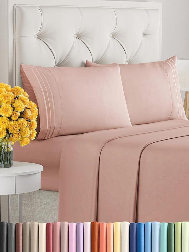 Full Size 4 Piece Sheet Set - Comfy Breathable & Cooling Sheets - Hotel Luxury Bed Sheets for Women & Men - Deep Pockets, Easy-Fit, Extra Soft & Wrinkle Free Sheets - Mauve Oeko-Tex Bed Sheet Set - LeafyLoom