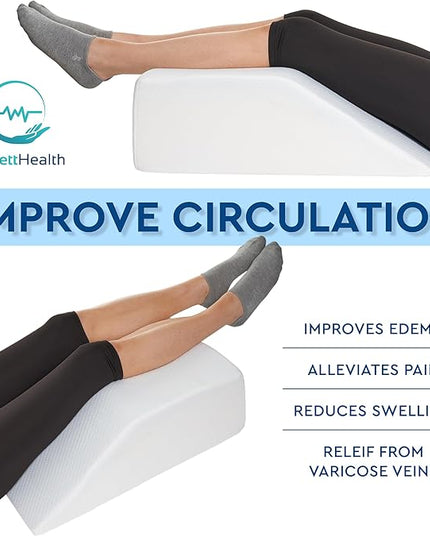 Leg Elevation Wedge Pillow for Sleeping, After Surgery | Memory Foam | Relieves Foot and Ankle Injury, Legs, Hip, and Knee Pain, Improves Blood Circulation, 8 Inch - LeafyLoom