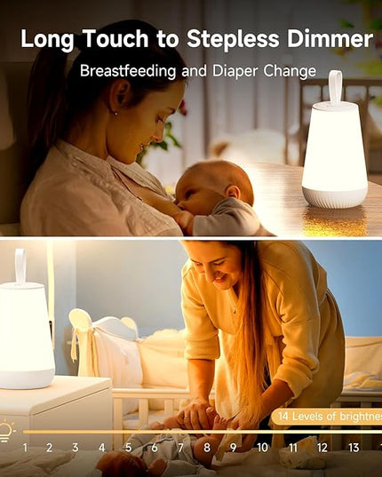 Dimmable Night Light Touch Lamp for Bedroom Rechargeable Remote Bedside Lamp Portable Hanging Table Lamp Changeable Warm White Light Perfect Toy Gift for Kids Adults - LeafyLoom