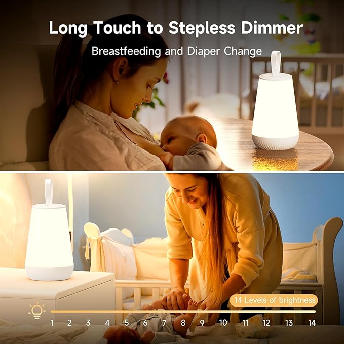 Dimmable Night Light Touch Lamp for Bedroom Rechargeable Remote Bedside Lamp Portable Hanging Table Lamp Changeable Warm White Light Perfect Toy Gift for Kids Adults - LeafyLoom