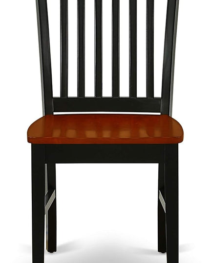 East West Furniture Norfolk Dining Slat Back Wood Seat Kitchen Chairs, Set of 2, Black & Cherry - LeafyLoom