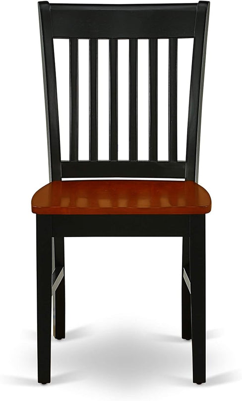 East West Furniture Norfolk Dining Slat Back Wood Seat Kitchen Chairs, Set of 2, Black & Cherry - LeafyLoom