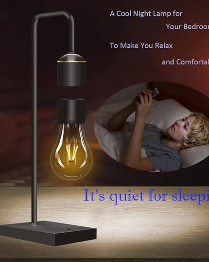 Magnetic Levitating Light Bulb Levitation Plastic Black Table Lamps Zero-Gravity Warm White LED Night Light Floating Lamp for Bedrooms Decoration Office Desk Toys Cool Festival Gifts - LeafyLoom