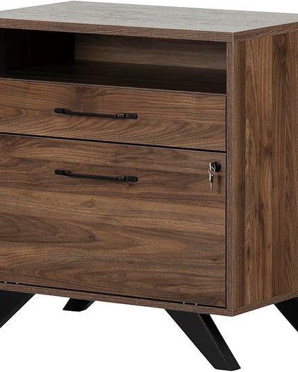 South Shore Helsy 2-Drawer File Cabinet, Lateral, Natural Walnut - LeafyLoom