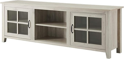 Walker Edison Portsmouth Classic 2 Glass Door TV Stand for TVs up to 80 Inches, 70 Inch, Birch - LeafyLoom