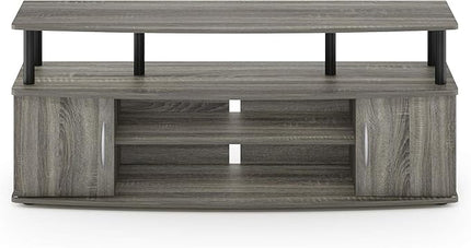 Furinno JAYA Large Entertainment Stand for TV Up to 55 Inch, French Oak Grey/Black - LeafyLoom