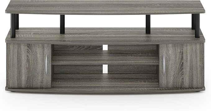 Furinno JAYA Large Entertainment Stand for TV Up to 55 Inch, French Oak Grey/Black - LeafyLoom