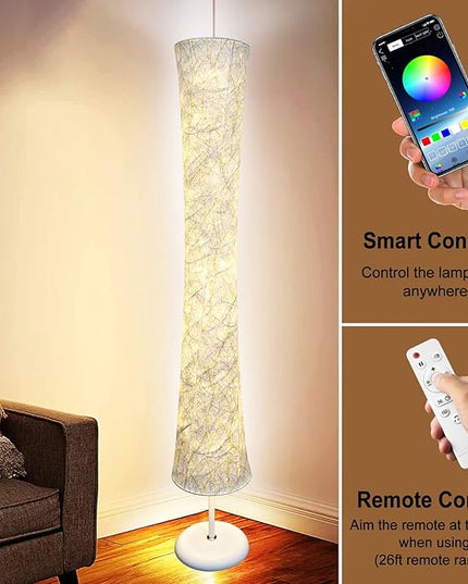 Floor Lamp, RGB Color Changing, Smart Control Music Sync with Fabric Shade, Standing Lamp for Living Room Bedroom Game Room, 62 inch - LeafyLoom