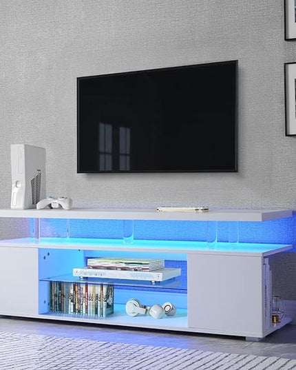 NicBex TV Stand for 70 Inch TV LED Gaming Entertainment Center Media Storage Console Table with Large Sliding Drawer & Side Cabinet for Living Room,Bedroom,63 Inch,White - LeafyLoom