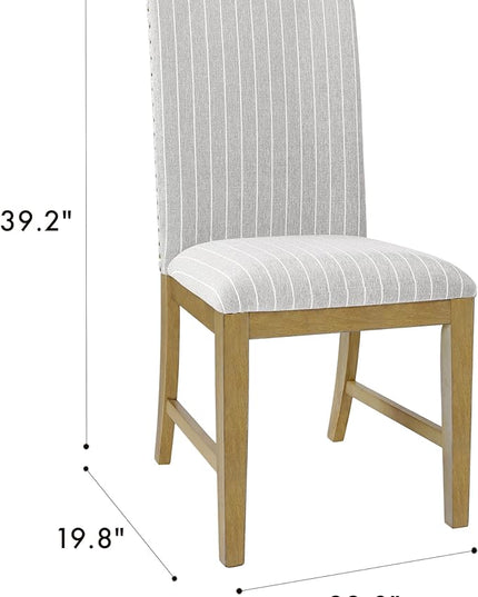 HomePop Classic Parsons Dining Chairs, Pack of 2, Light Gray Stripe (Set of 2) - LeafyLoom