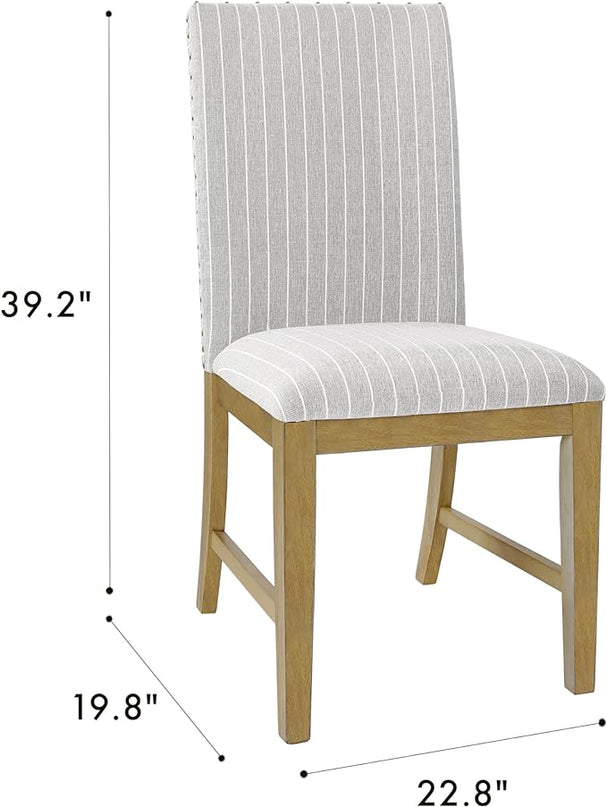 HomePop Classic Parsons Dining Chairs, Pack of 2, Light Gray Stripe (Set of 2) - LeafyLoom