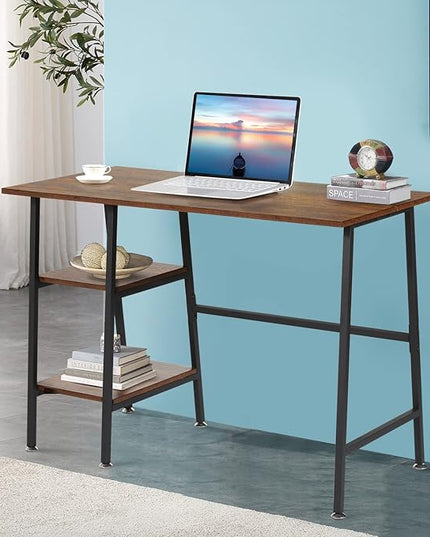VECELO 43 Inch Computer Modern Student Writing home-office, Ladder Desk, Dark Walnut+black Leg - LeafyLoom