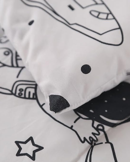 MAG 3Pcs Out Space Bedding Comforter Set, White Galaxy Comforter Set,for Toddlers Kids,Boys Teens and Girls,Super Soft Microfiber (1 Comforter + 2 Pillowcases) (Space, Queen) - LeafyLoom