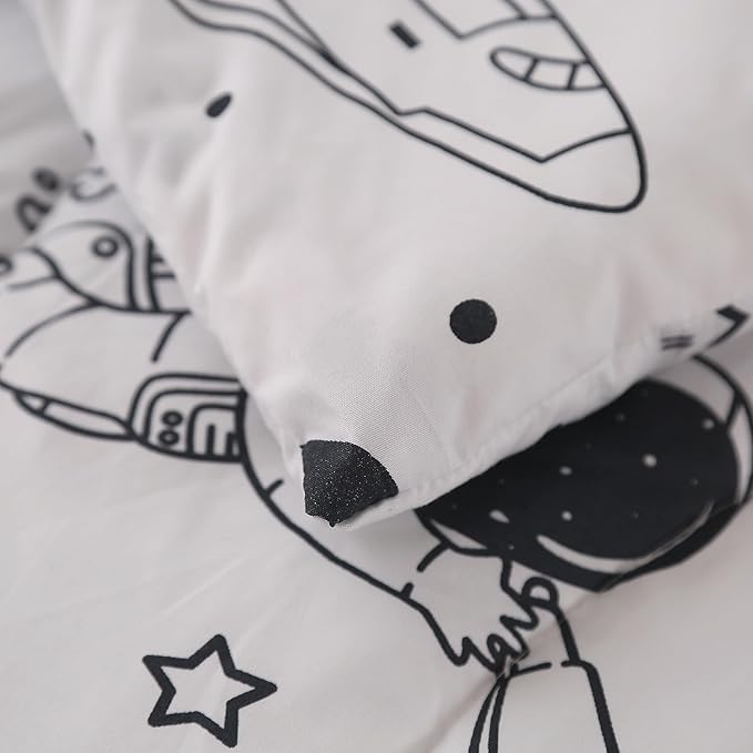 MAG 3Pcs Out Space Bedding Comforter Set, Twin Size White Galaxy Comforter Set,for Toddlers Kids,Boys Teens and Girls,Super Soft Microfiber (1 Comforter + 2 Pillowcases) (Space, Twin) - LeafyLoom