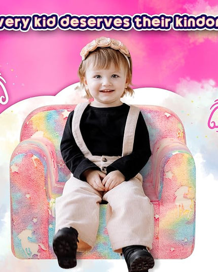 ALIMORDEN Kids Ultra-Soft Snuggle Foam Filled Chair, Cuddly Sherpa Reading Couch for Boys and Girls,Glow-in-The-Dark Unicorn Pattern - LeafyLoom