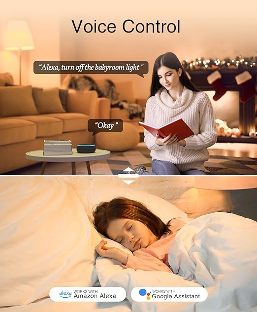 GHome Smart Switch, 2.4Ghz Wi-Fi Switch Works with Alexa, Google Assistant Single-Pole,Neutral Wire Required,UL Certified,Remote/Voice Control and Schedule, No Hub Required, (2 Pack),White GhomeSmart