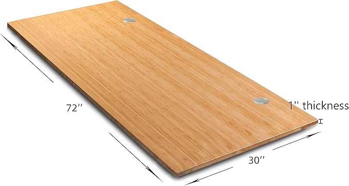 VWINDESK 72 x 30 x 1 Inch 100% Solid Bamboo Desk Table Top Only,for Standing Desk Home Office Desk with 60mm grommets(Right Angle) - LeafyLoom