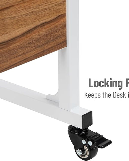 Mind Reader Woodland Collection, Mobile Sit/Stand Laptop Desk Adjustable, Lockable Casters, Portable, 21.75" L x 15.75" W x 33" H, Medium, Brown - LeafyLoom