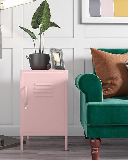 Novogratz Cache Metal Locker End Table, Bashful Pink - LeafyLoom