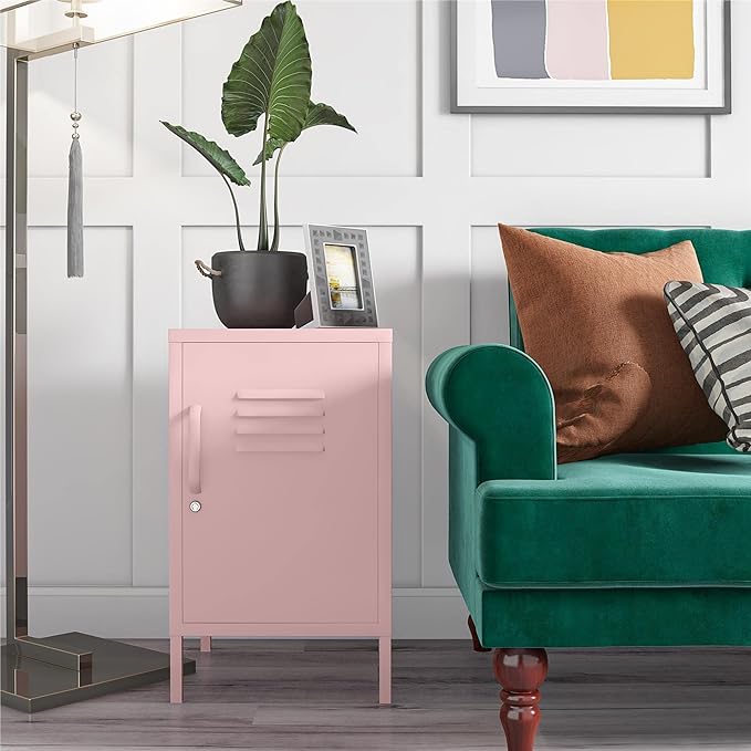 Novogratz Cache Metal Locker End Table, Bashful Pink - LeafyLoom
