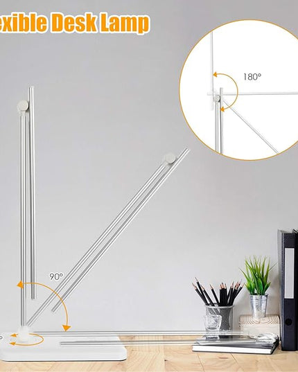 LED Desk Lamp, Eye-Caring Dimmable Table Lamps, Portable Office Lamp with USB Charging Port, 5 Lighting Modes, Timer Function, Touch Sensitive Control for Reading, Study, Working - LeafyLoom