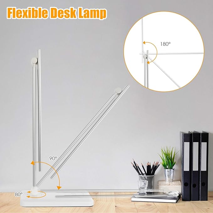 LED Desk Lamp, Eye-Caring Dimmable Table Lamps, Portable Office Lamp with USB Charging Port, 5 Lighting Modes, Timer Function, Touch Sensitive Control for Reading, Study, Working - LeafyLoom