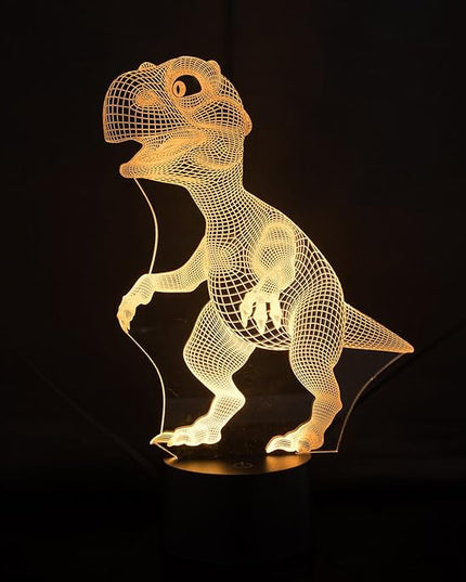 Night Lights for Kids Dinosaur 3D Night Light Lamp Wiscky 7 LED Colors Changing Touch Table Desk Lamps Decorative Lighting Pretty Cool Toys Gifts Birthday Holiday Xmas for Baby Nursery Toddler Friends - LeafyLoom