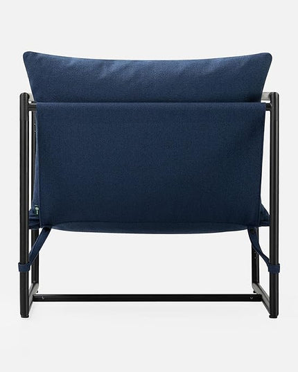 ZINUS Aidan Sling Accent Chair / Metal Framed Armchair with Shredded Foam Cushioning, Navy - LeafyLoom