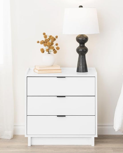 Prepac Three Nightstand, 3-Drawer, Simple White - LeafyLoom