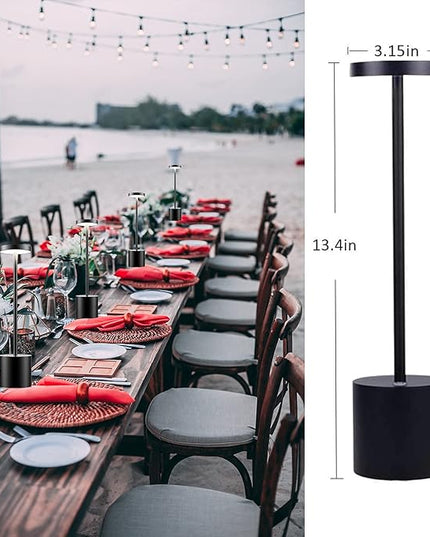 Cordless Table Lamp Set of 2, 6000mAh Rechargable Battery Operated Desk Lamp, 3 Color Stepless Dimming Tables Lights for Outdoor Dining Restaurant Patio Backyard BBQ - LeafyLoom