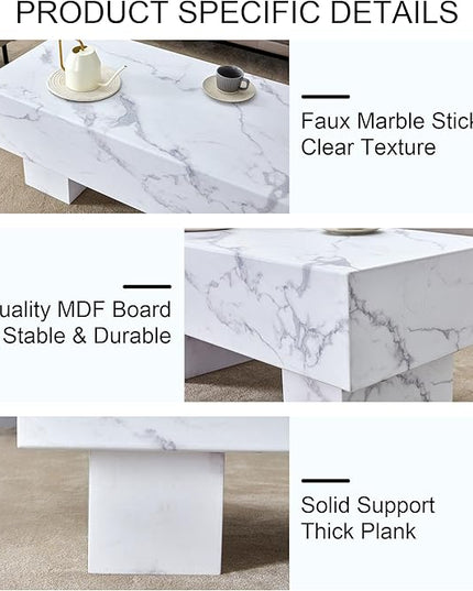NicBex Dining Table Kitchen Table Contemporary Coffee Table Has Patterns Modern Rectangular Table for Living Rooms Meeting Rooms Banquet Hall, White - LeafyLoom
