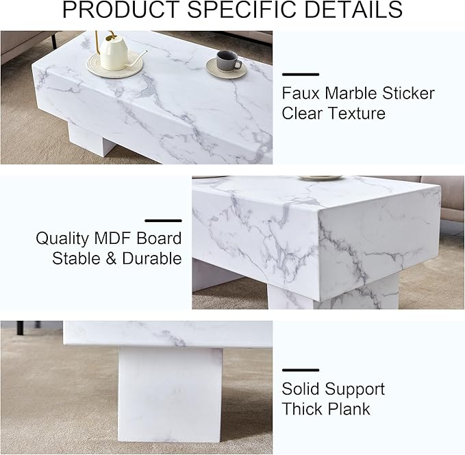 NicBex Dining Table Kitchen Table Contemporary Coffee Table Has Patterns Modern Rectangular Table for Living Rooms Meeting Rooms Banquet Hall, White - LeafyLoom