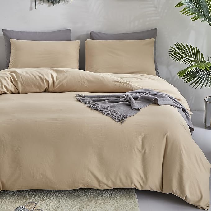 Champagne Comforter Set Cal King Solid Champagne Bedding Set Lightweight Women Soft Champagne Blanket 3 PCs Durable Light Khaki Colored Comforter Set Cal King Breathable Bed Comforter Set - LeafyLoom