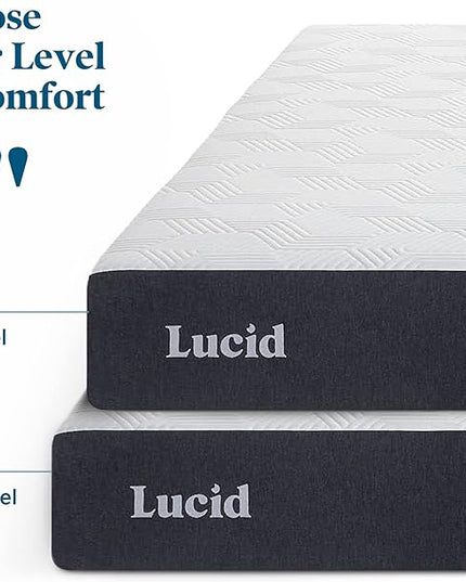 Lucid 8 Inch Queen Mattress - Plush Gel Memory Foam Mattress – Bamboo Charcoal Foam –Gel Infused- Hypoallergenic Foam Mattress - LeafyLoom