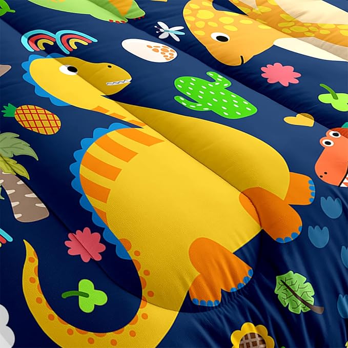 Dinosaur Comforter Set Queen, Dinosaur Bedding Set Queen for Boys Teens Room Dinosaur Blue Queen Size Comforter Sets Boys Queen Comforter Set Bedroom Decor, Queen (1 Comforter 2 Pillowcases) - LeafyLoom