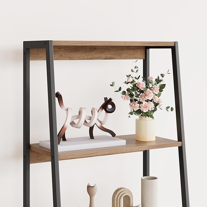 Industrial Bookshelf, Tall Bookcase with 3 Fabric Storage Drawers, Display Standing Shelf Unit for Living Room, Home Office, Vintage Brown - LeafyLoom