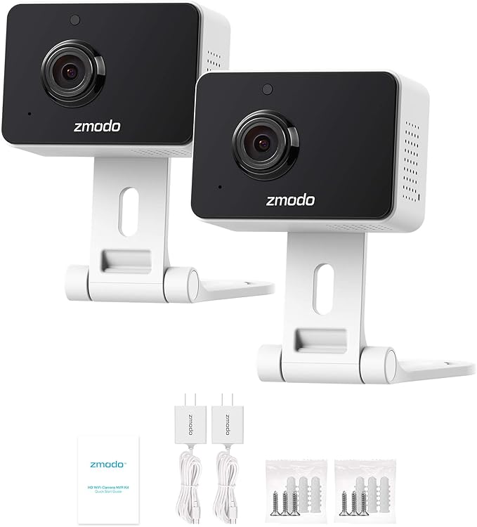 Zmodo 1080p Mini WiFi Pet Camera Two-Way Audio Smart Home Camera with Night Vision, Compatible with Alexa & the Google Assistant (2 Pack) Zmodo