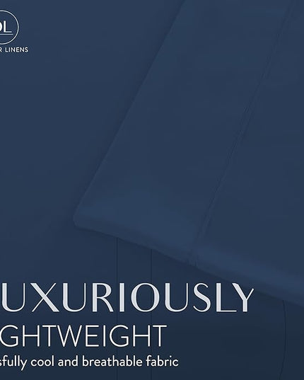 Danjor Linens Queen Sheet Set - 6 Piece Set Including 4 Pillowcases - Deep Pockets - Breathable, Soft Bed Sheets - Wrinkle Free - Machine Washable - Navy Sheets for Queen Size Bed - 6 pc - LeafyLoom