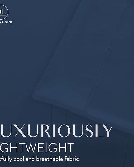 Danjor Linens King Size Sheets Set - 6 Piece Set Including 4 Pillowcases - Deep Pockets - Breathable, Soft Bed Sheets - Wrinkle Free - Machine Washable - Navy King Bed Sheets - 6 pc - LeafyLoom
