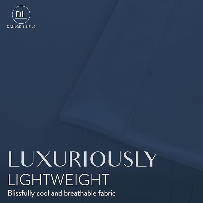 Danjor Linens Full Size Sheets Set - 6 Piece Set Including 4 Pillowcases- Deep Pockets - Breathable, Soft Bed Sheets - Wrinkle Free - Machine Washable - Navy Bed Sheets - 6 pc - LeafyLoom