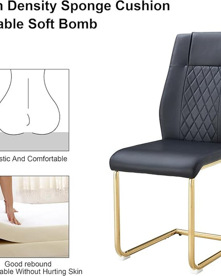 NicBex Dining Chairs Set of 6 Modern Faux Leather High Back Dining Room Kitchen Chairs with Golden Metal Legs,Side Chairs for Dining Room, Kitchen,Living Room, and Restaurants,Black - LeafyLoom