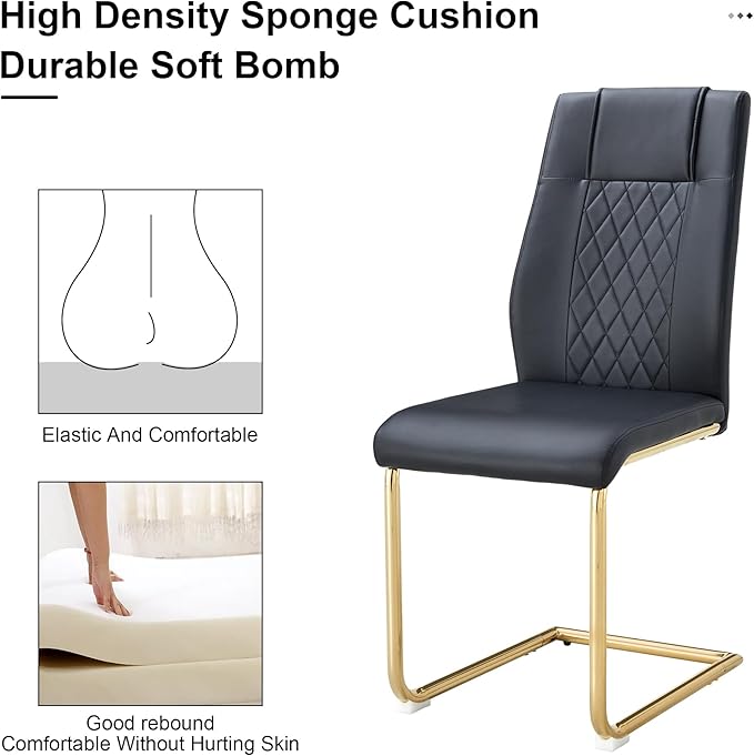 NicBex Dining Chairs Set of 6 Modern Faux Leather High Back Dining Room Kitchen Chairs with Golden Metal Legs,Side Chairs for Dining Room, Kitchen,Living Room, and Restaurants,Black - LeafyLoom
