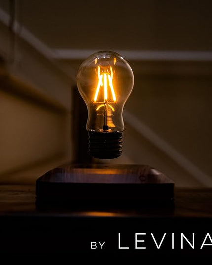 LEVINA Floating Light Bulb Lamp - Magnetic Levitating Wireless Light Bulb Lamp, Night Light, Room Decor, Cool Lamps, Unique Decor Tech Toys - LeafyLoom