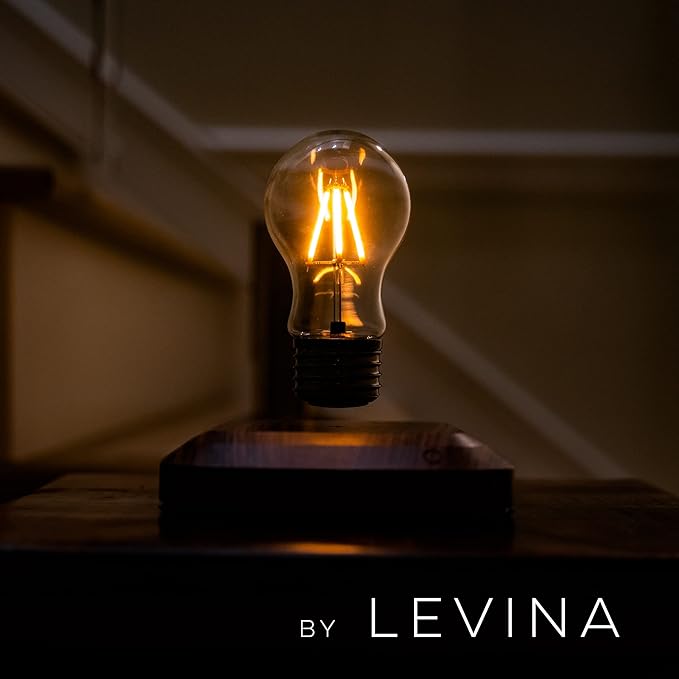 LEVINA Floating Light Bulb Lamp - Magnetic Levitating Wireless Light Bulb Lamp, Night Light, Room Decor, Cool Lamps, Unique Decor Tech Toys - LeafyLoom