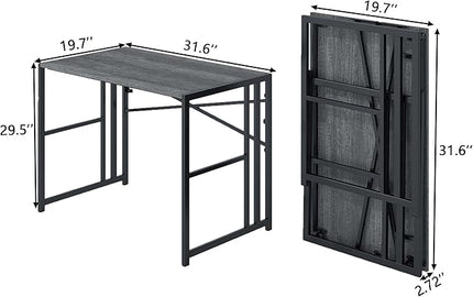 31 Inch Folding Small Computer Desk, Foldable Space-Saving Home Office Table, Simple Study Writing Gaming Workstation for Small Space, No Assembly Needed, Grey Oak - LeafyLoom