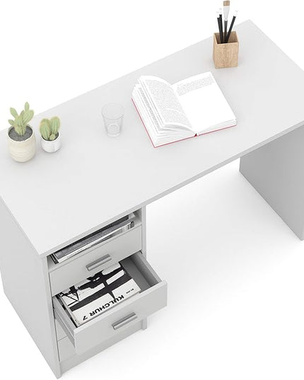 Tvilum Desk with 4 Drawers, White - LeafyLoom