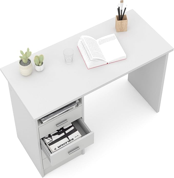 Tvilum Desk with 4 Drawers, White - LeafyLoom