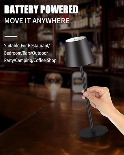 BGFHome Cordless Table Lamp LED Desk lamp,5000mAh Rechargeable Touch Night Light Wireless Minimalist Design for/Restaurant/Bedroom/Bars/Outdoor Party/Camping/Coffee Shop(2 Pack Black) - LeafyLoom